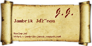 Jambrik János névjegykártya